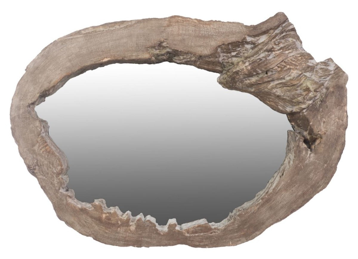 Designer Spiegel / Wandspiegel in Wurzeloptik Braun 110 x 14 x H. 80 cm - Designermöbel