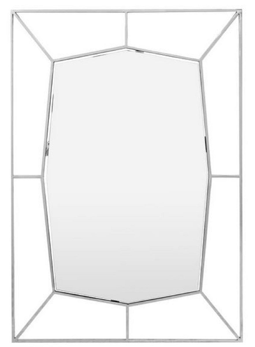 Designer Wandspiegel Silber 67 x H. 100 cm - Edelstahl Spiegel - Luxus Deko Accessoires