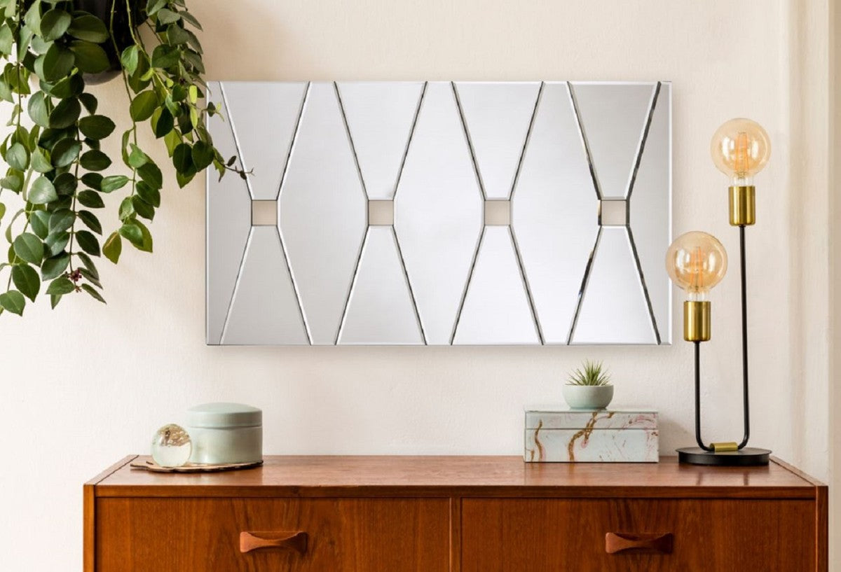 Designer Wandspiegel mit 4 Gucklöchern 80 x H. 45 cm - Wohnzimmer Spiegel - Garderoben Spiegel - Luxus Spiegel