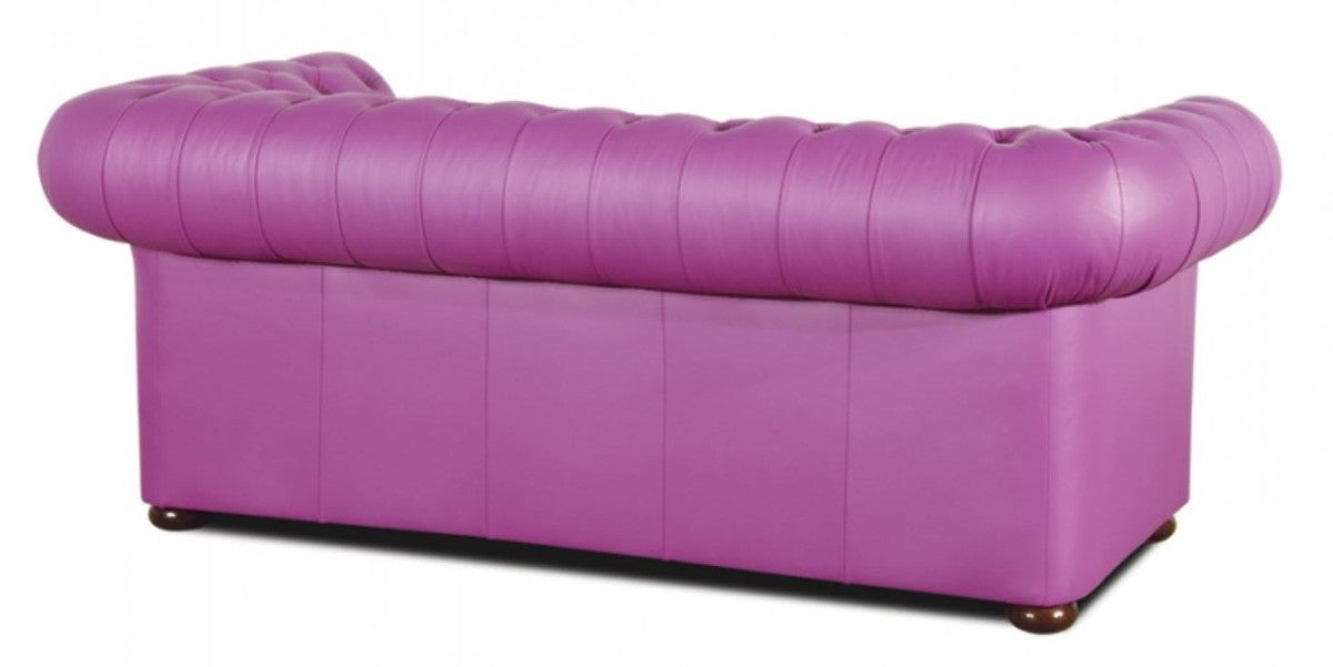 Echtleder 3er Sofa Violett 200 x 90 x H. 78 cm - Luxus Chesterfield Möbel