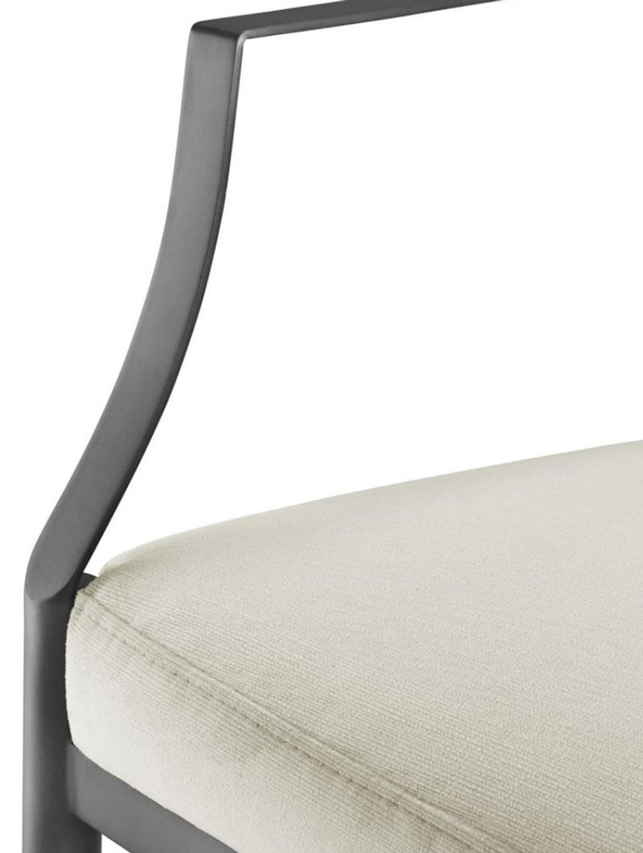 Esszimmerstuhl mit Armlehnen Matt Silberfarben / Hellgrau 60,5 x 60 x H. 91 cm - Luxus Esszimmermöbel