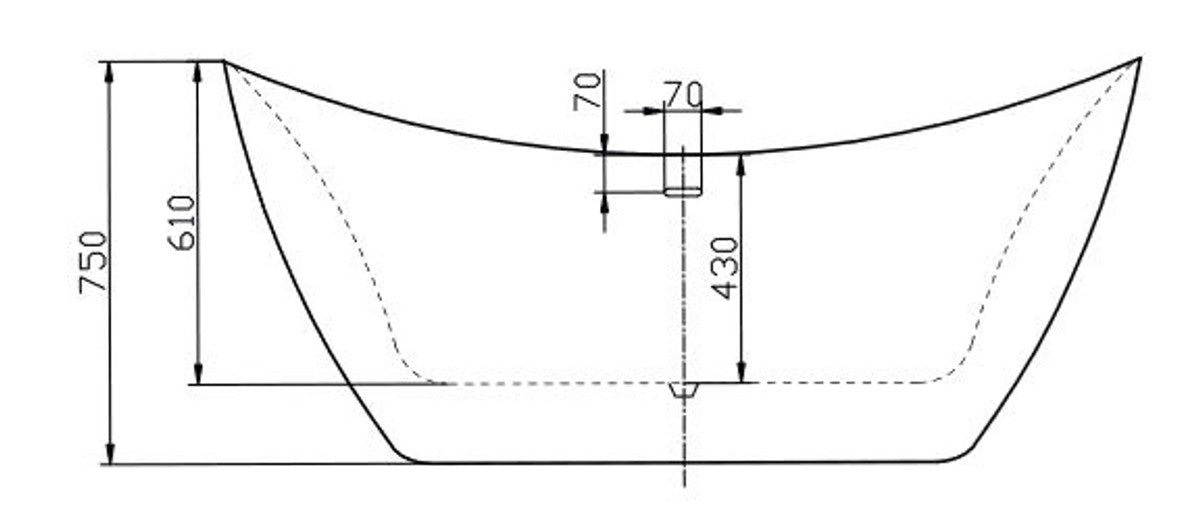 Freistehende Luxus Acryl Badewanne mit Marmoroptik Weiß 173 x 73 x H. 75 cm - Luxus Bad Accessoires - Luxus Kollektion