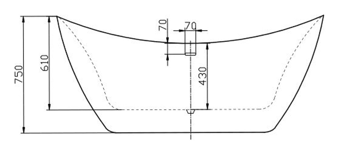 Freistehende Luxus Acryl Badewanne Schwarz / Weiß 173 x 73 x H. 75 cm - Luxus Bad Accessoires - Luxus Kollektion