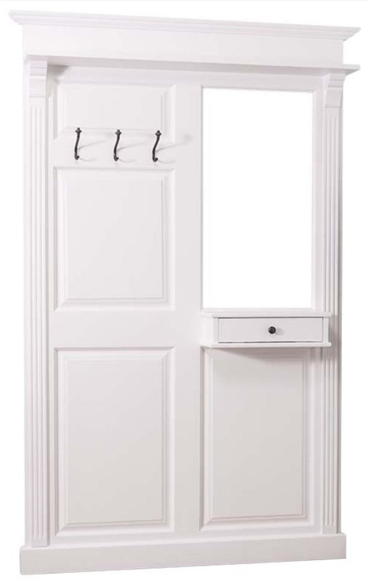 Landhausstil Garderobe mit Schublade Weiß 131 x 19 x H. 210 cm - Landhausstil Möbel