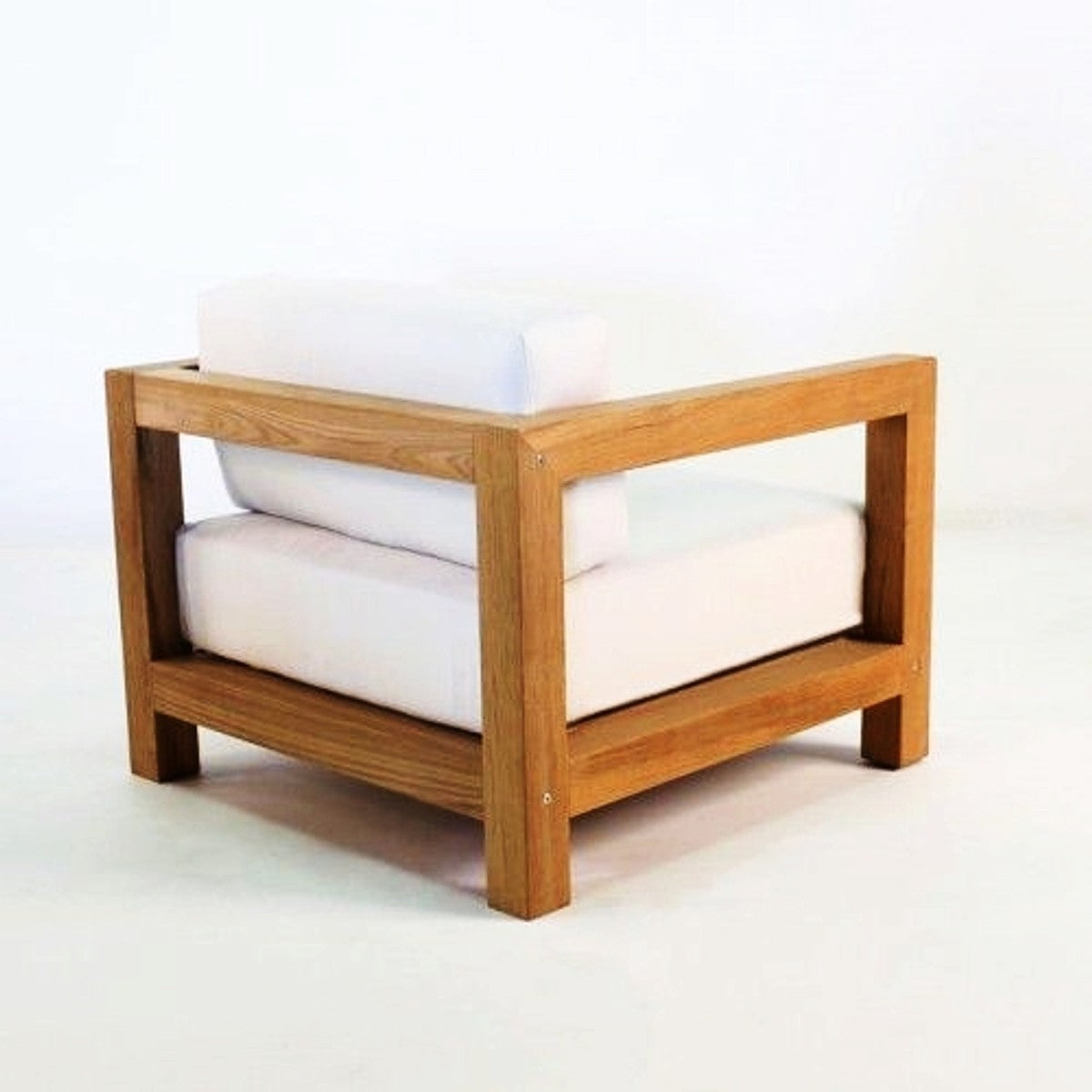 Garten Sessel Boston Rustikal Weiss-Creme/Braun 80 x 40 x H70 cm - Eiche Massivholz - Echtholz Möbel Massiv