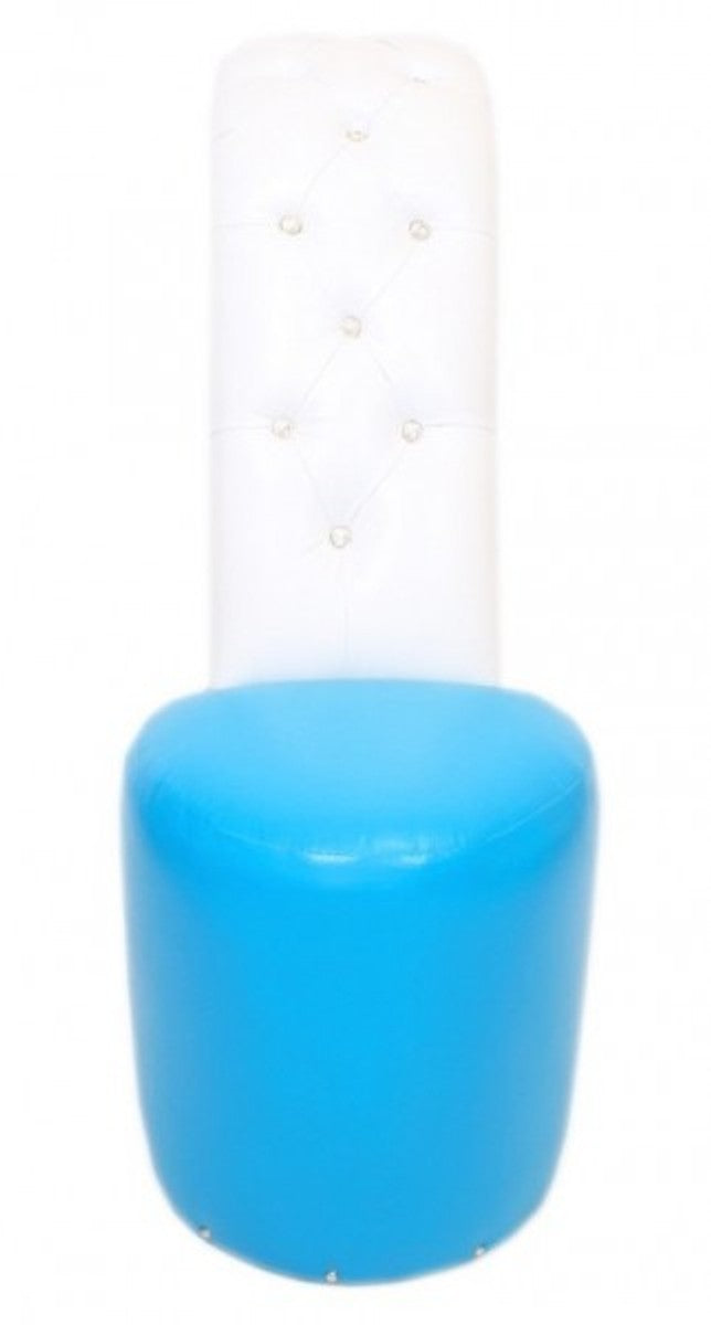 High Heel Sessel mit Dekosteinen Hellblau / Weiß Luxus Design - Designer Sessel - Club Möbel - Schuh Stuhl Sessel
