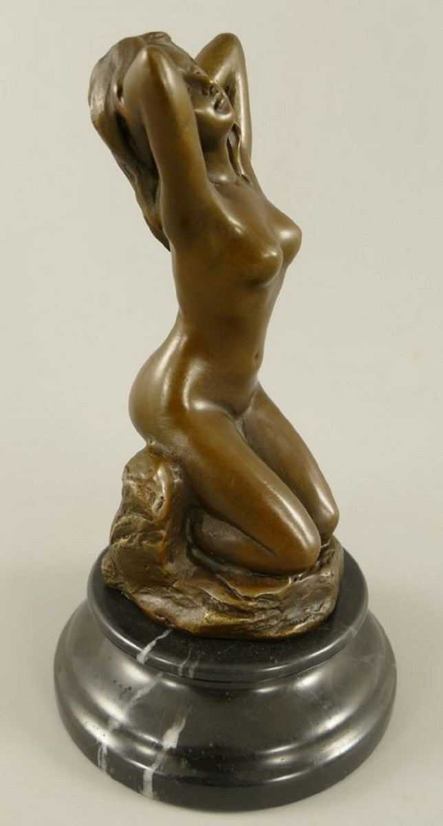 Jugendstil Bronze Deko Figur Frau Bronze / Schwarz H. 21 cm