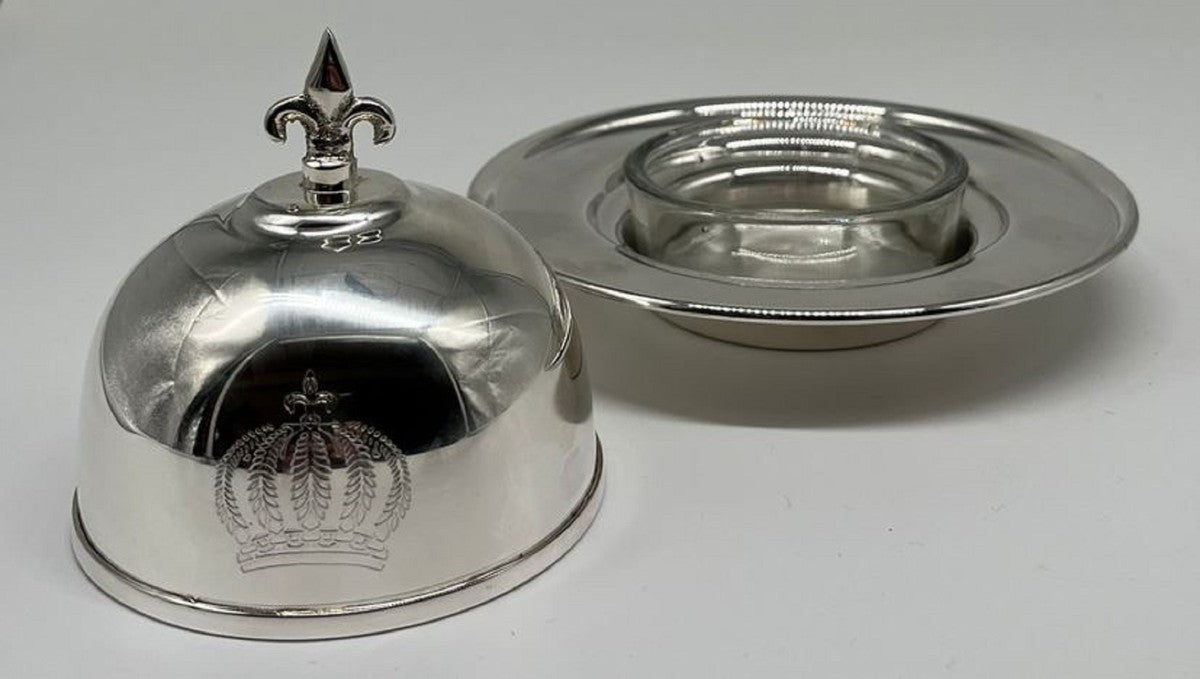 Pompöös by Luxus Barock Kaviarschale mit Deckel Silber - designed by Harald Glööckler