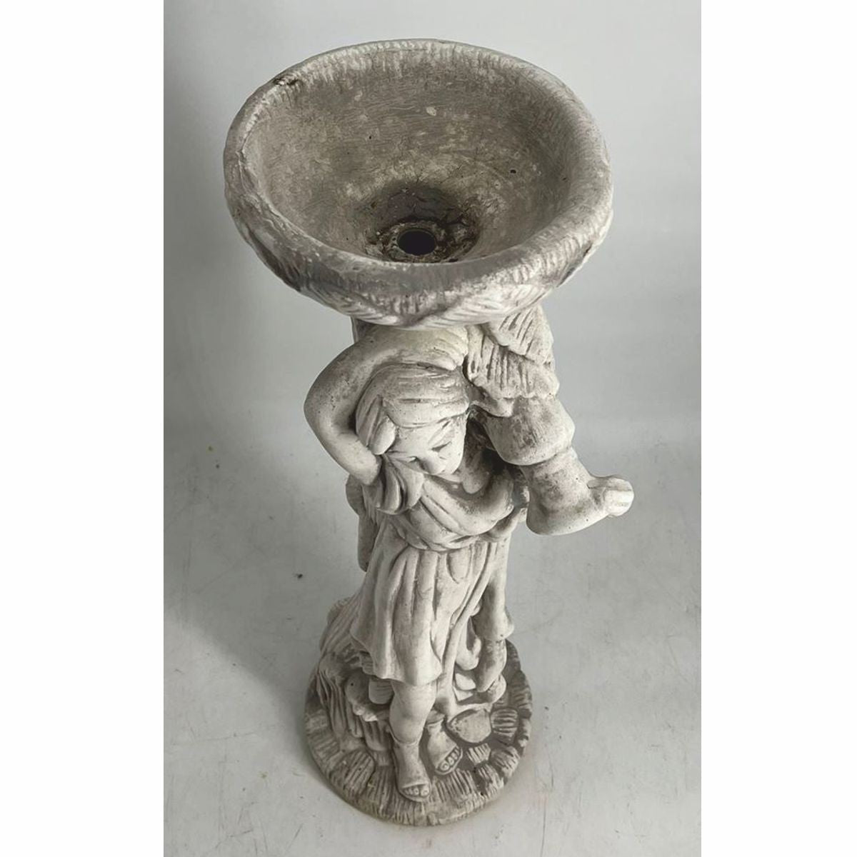 Jugendstil Garten Deko Beton Skulptur Frau mit Blumentopf Grau H. 60 cm