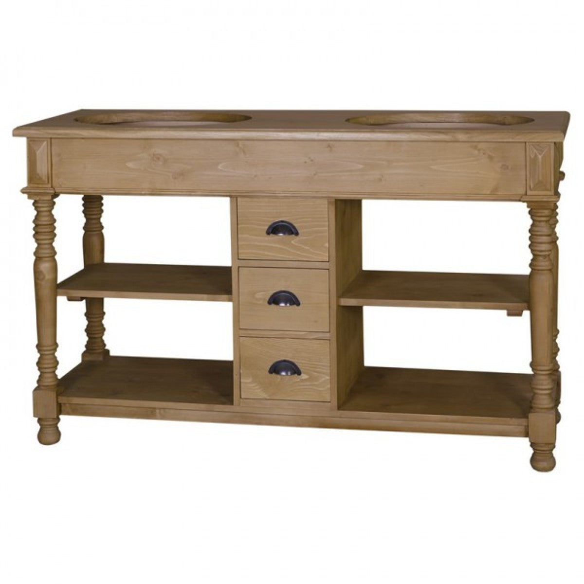 Landhaus Stil Waschschrank Waschtisch inkl 2 Waschbecken mit Schubladen San Sebastian - Bad Schrank Massivholz