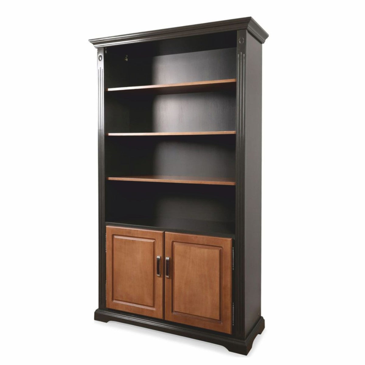 Landhausstil Bücherschrank Schwarz / Braun 120 x 45 x H. 207 cm - Landhausstil Möbel