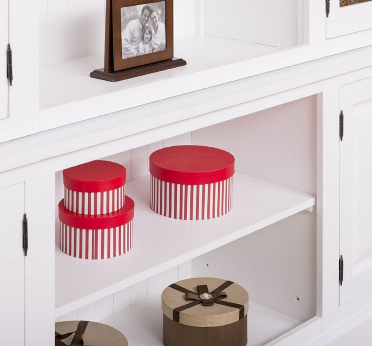 Landhausstil Bücherschrank Weiß 300 x 50 x H. 230 cm - Massivholz Schrank - Wohnzimmerschrank - Büroschrank - Landhausstil Möbel