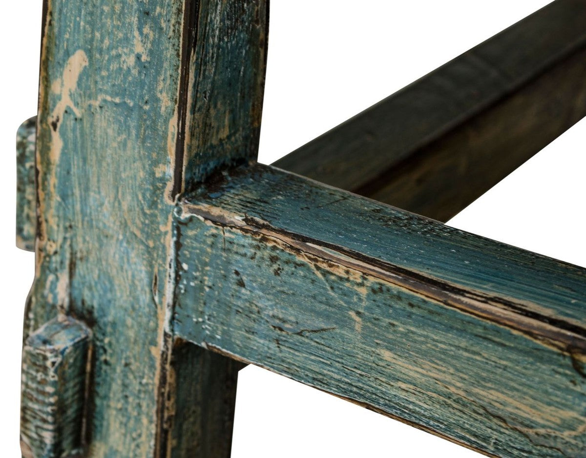 Landhausstil Couchtisch Antik Stil Blau 140 x 54 x H. 43 cm - Landhausstil Wohnzimmermöbel