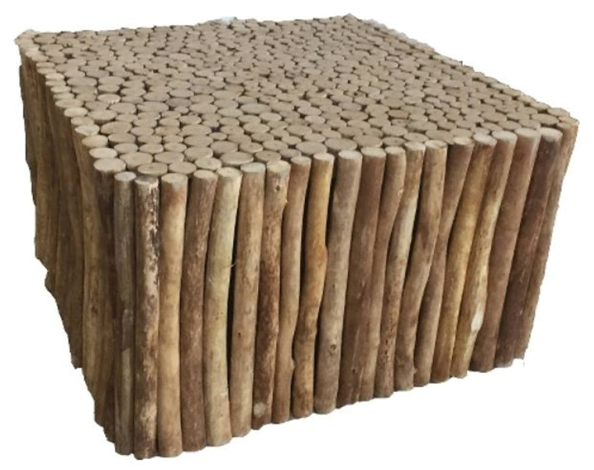 Landhausstil Couchtisch Naturfarben 80 x 80 x H. 46 cm - Handgefertigter Wohnzimmertisch