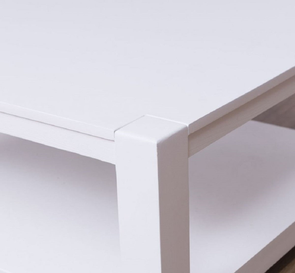 Landhausstil Couchtisch Weiß 90 x 90 x H. 45 cm - Massivholz Wohnzimmertisch - Möbel im Landhausstil