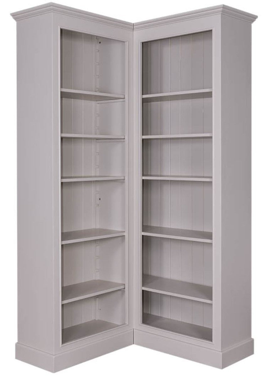 Landhausstil Eckbücherschrank Grau 108 x 108 x H. 210 cm - Landhausstil Eckschrank