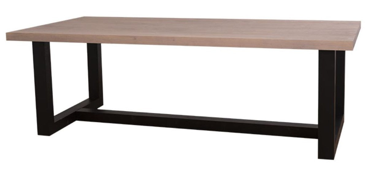 Landhausstil Esstisch Naturfarben / Schwarz 240 x 120 x H. 78 cm - Massivholz Esszimmertisch