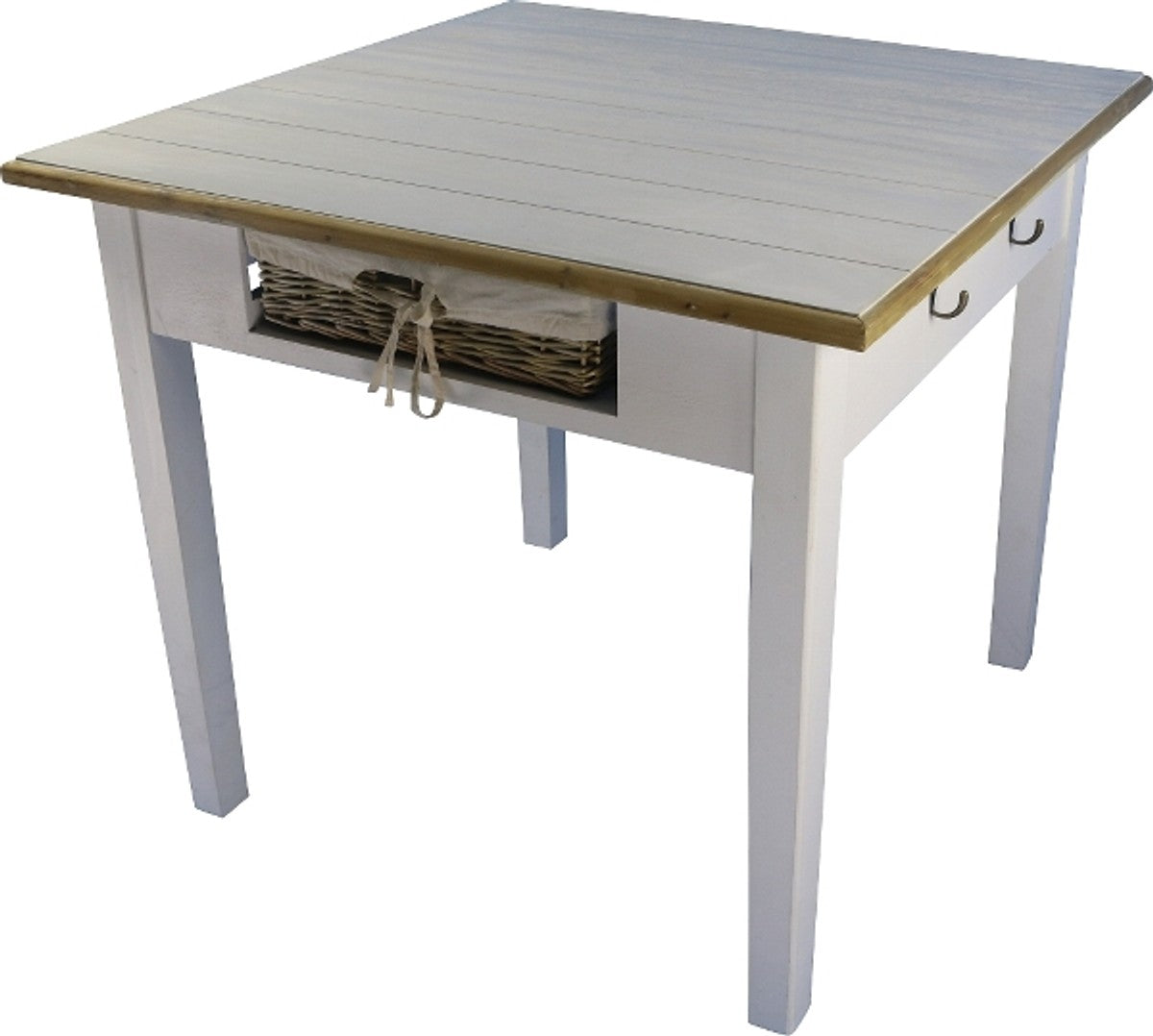 Landhausstil Esstisch Weiß / Naturfarben 90 x 90 x H. 78 cm - Esszimmermöbel im Landhausstil