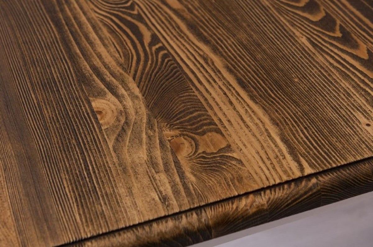 Landhausstil Esstisch Dunkelbraun / Weiß 160 x 90 x H. 78 cm - Massivholz Küchentisch - Landhausstil Esszimmer Möbel