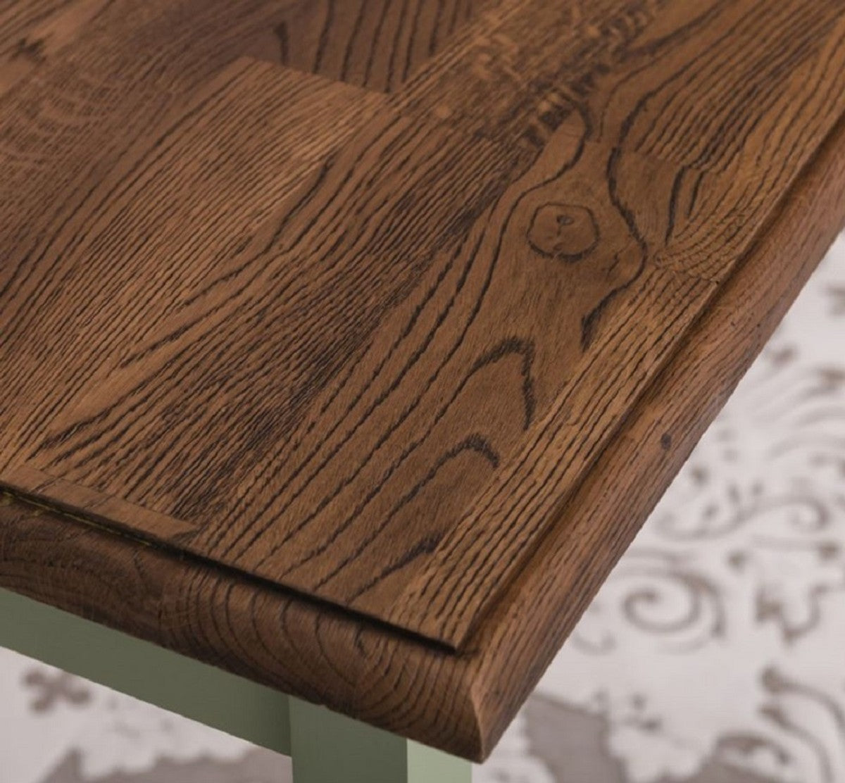 Landhausstil Esstisch Dunkelbraun / Grün 140 x 70 x H. 78 cm - Massivholz Küchentisch - Landhausstil Esszimmer Möbel