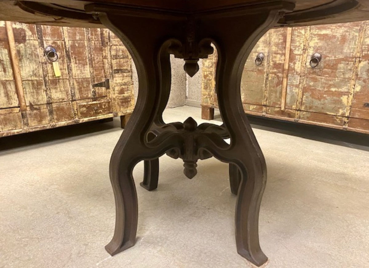 Industrie Stil Esstisch Naturfarben / Braun Ø 140 x H. 79 cm - Runder Industrial Design Küchentisch mit rustikaler Tischplatte - Esszimmer Möbel - Industrie Stil Möbel