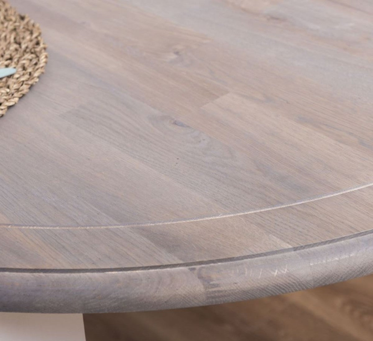 Landhausstil Esstisch Grau / Weiß 160 x 120 x H. 78 cm - Ovaler massivholz Küchentisch mit Eichenholz Tischplatte - Esszimmer Möbel im Landhausstil