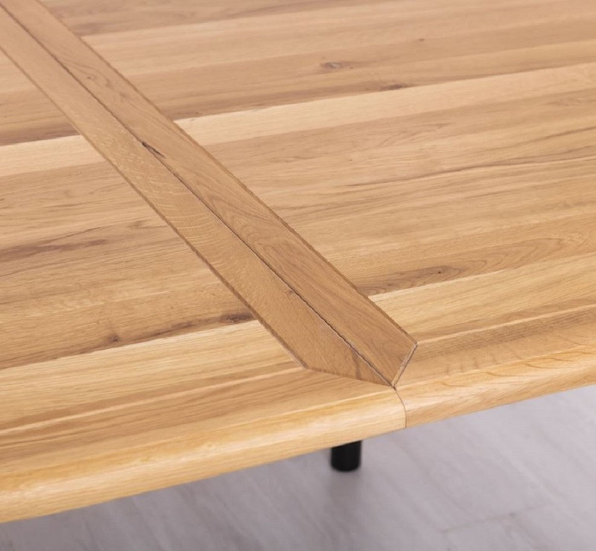 Landhausstil Esstisch Naturfarben / Schwarz 160-200 x 120 x H. 78 cm - Ovaler ausziehbarer massivholz Küchentisch mit Eichenholz Tischplatte - Esszimmer Möbel im Landhausstil