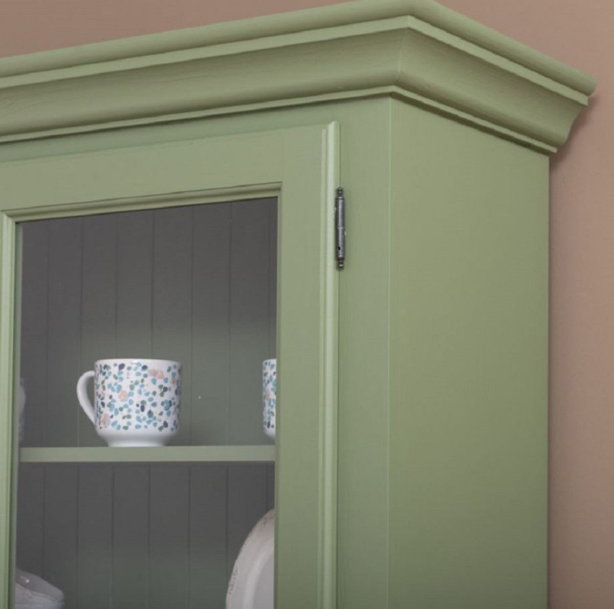 Landhausstil Esszimmerschrank Grün 126 x 45 x H. 200 cm - Massivholz Küchenschrank - Esszimmermöbel im Landhausstil - Landhausstil Einrichtung - Esszimmer Einrichtung