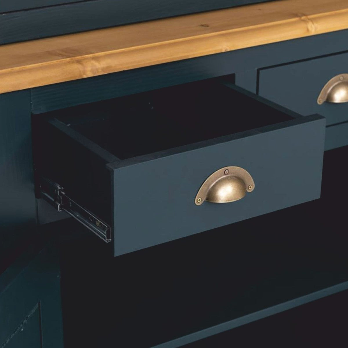 Landhausstil Esszimmer Schrank Dunkelblau / Naturfarben 245 cm - Esszimmer Möbel