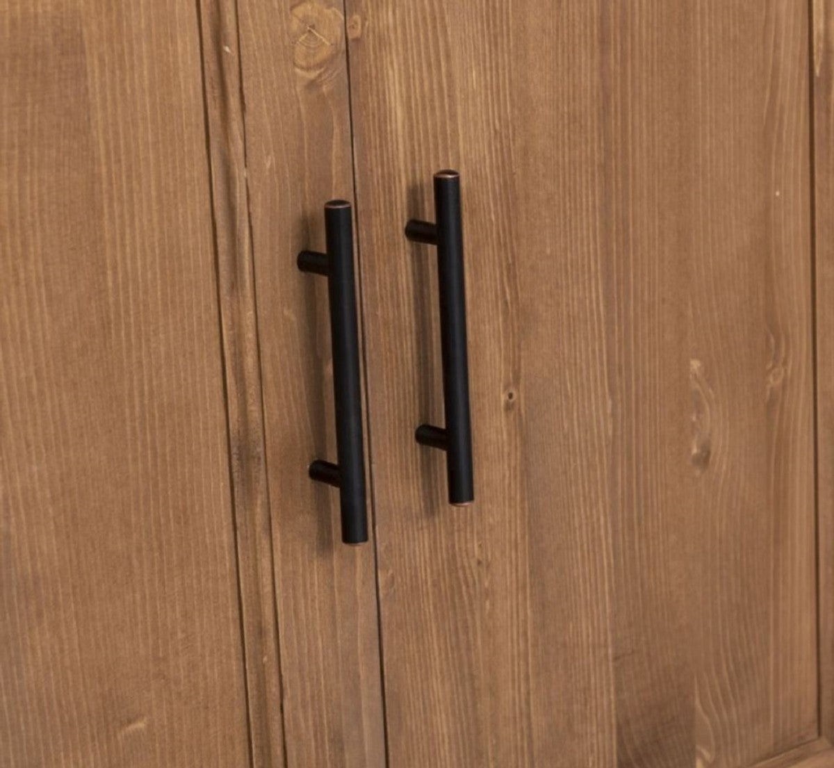 Landhausstil Esszimmerschrank Naturfarben / Rot 96 x 65 x H. 220 cm - Massivholz Küchenschrank mit 2 Türen - Esszimmer Möbel im Landhausstil - Landhausstil Esszimmer Einrichtung