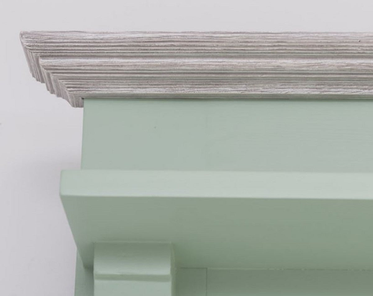 Landhausstil Garderobe Mintgrün / Grau 180 x 41 x H. 210 cm - Massivholz Garderobenschrank mit Spiegel - Massivholz Garderobenmöbel - Landhausstil Garderobenmöbel