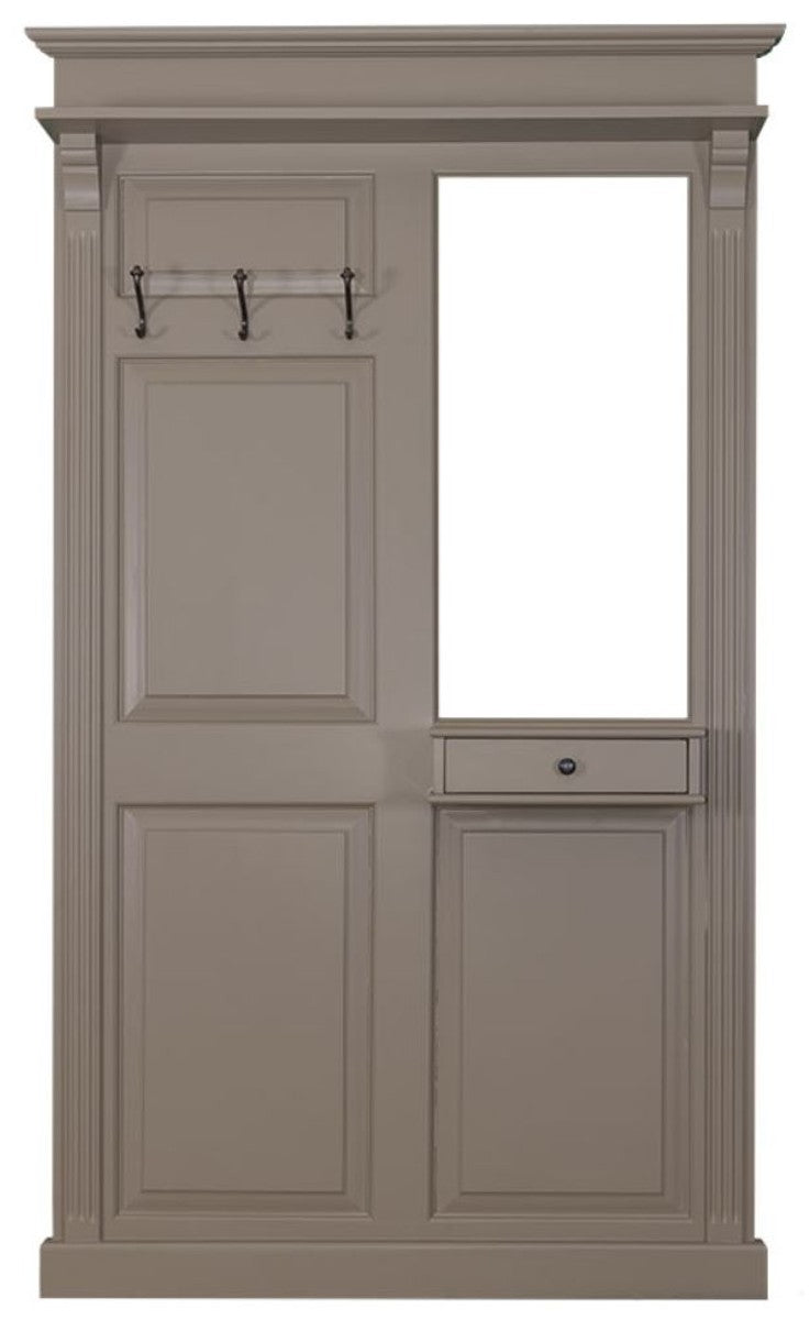 Landhausstil Garderobe mit Schublade Dunkelgrau 131 x 19 x H. 210 cm - Landhausstil Möbel