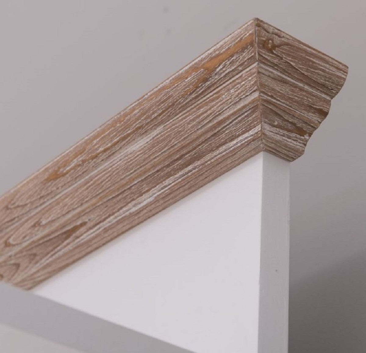 Landhausstil Garderobenschrank Weiß / Naturfarben 205 x 65 x H. 210 cm - Massivholz Garderobe - Flur Schrank - Flurmöbel - Garderoben Möbel - Massivholz Möbel - Landhausstil Möbel