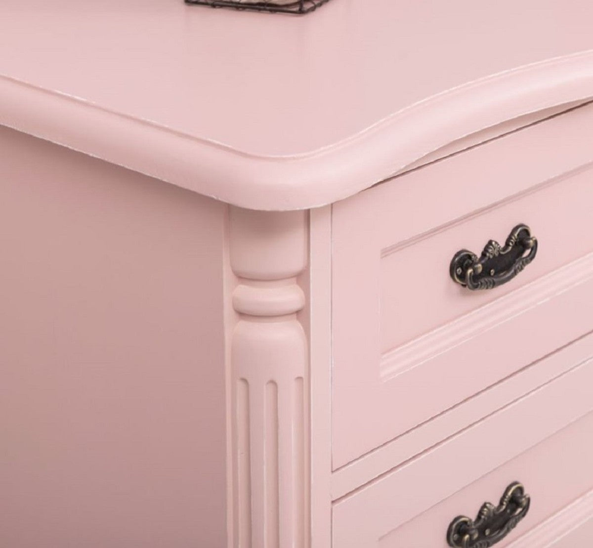 Landhausstil Kommode Rosa 110 x 48 x H. 89 cm - Massivholz Schrank mit 3 Schubladen - Landhausstil Schlafzimmer Möbel - Möbel im Landhausstil - Landhausstil Einrichtung