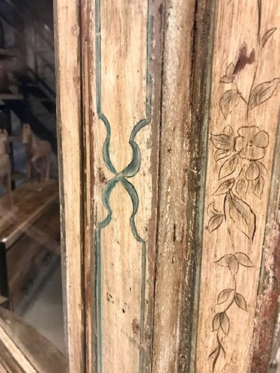 Landhausstil Eckschrank Vintage Handbemalt 95 x 65 x H. 200 cm - Massivholz Schrank mit 2 Türen - Küchenschrank - Landhausstil Möbel Schrank Ecke