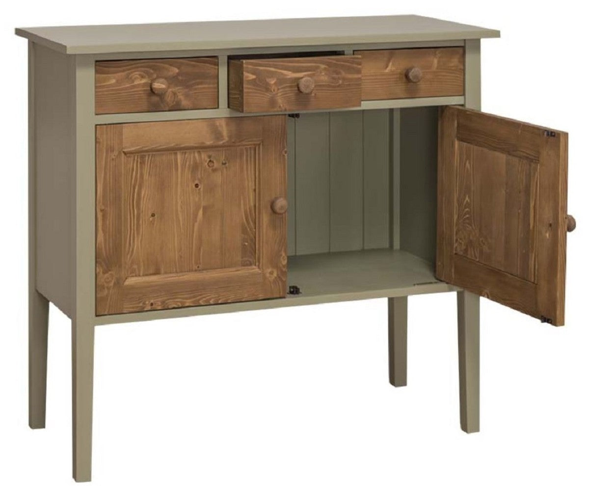 Landhausstil Kommode mit 3 Schubladen und 2 Türen Grün / Braun 100 x 41 x H. 90 cm - Landhausstil Möbel