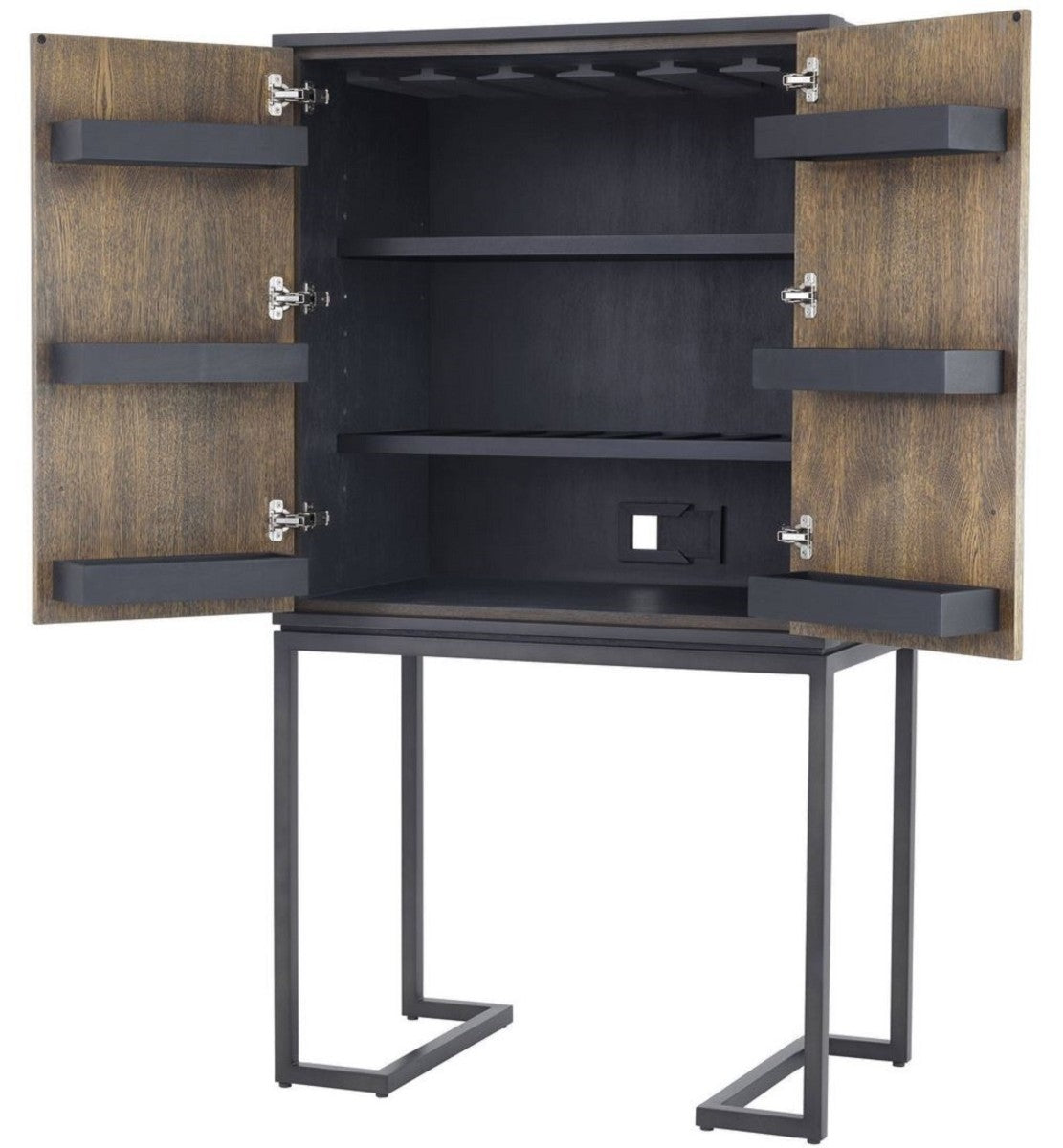 Luxus Weinschrank mit 2 Türen Braun / Dunkelbraun / Schwarz 95 x 58 x H. 168,5 cm - Barmöbel - Luxus Qualität