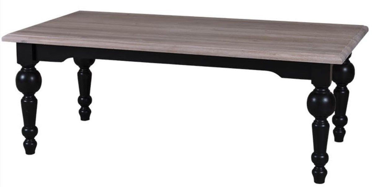 Landhausstil Couchtisch mit Eichenholz Tischplatte 120 x 65 x H. 45 cm - Luxus Qualität