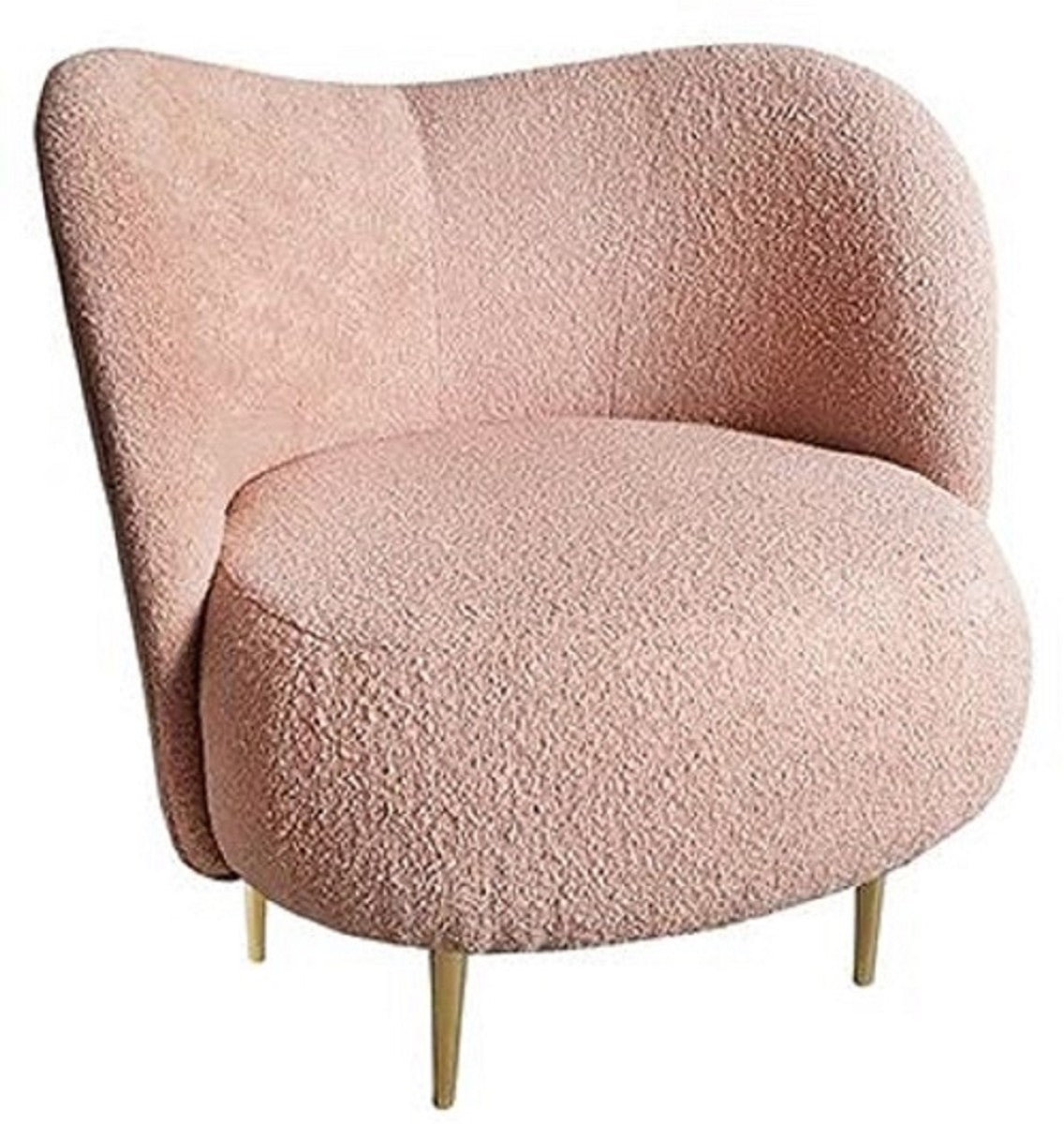 Luxus Wohnzimmer Set Rosa / Gold - 2 Luxus Sofas mit gebogener Rückenlehne & 2 Luxus Sessel mit gebogener Rückenlehne - Wohnzimmer Möbel - Luxus Möbel - Luxus Einrichtung