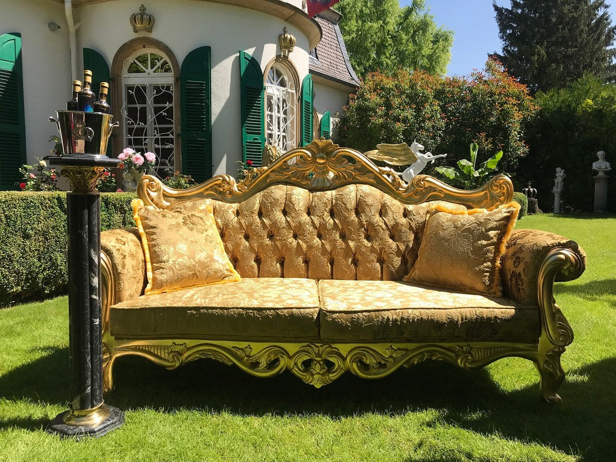 Pompöös by Luxus Barock 3er Sofa Gold Bouquet Muster / Gold - Pompööses Barock Sofa designed by Harald Glööckler