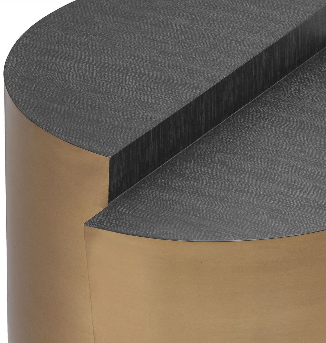 Designer Beistelltisch Anthrazitgrau / Messingfarben Ø 60 x H. 42,5 cm - Designer Wohnzimmer Möbel - Luxus Qualität