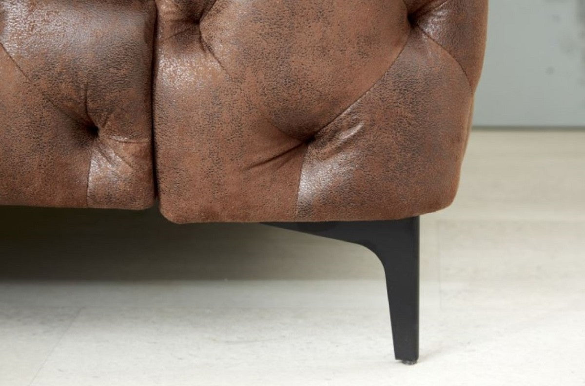 Chesterfield Wohnzimmer Sessel Antik Braun 120 x 100 x H. 70 cm - Chesterfield Wohnzimmer Möbel