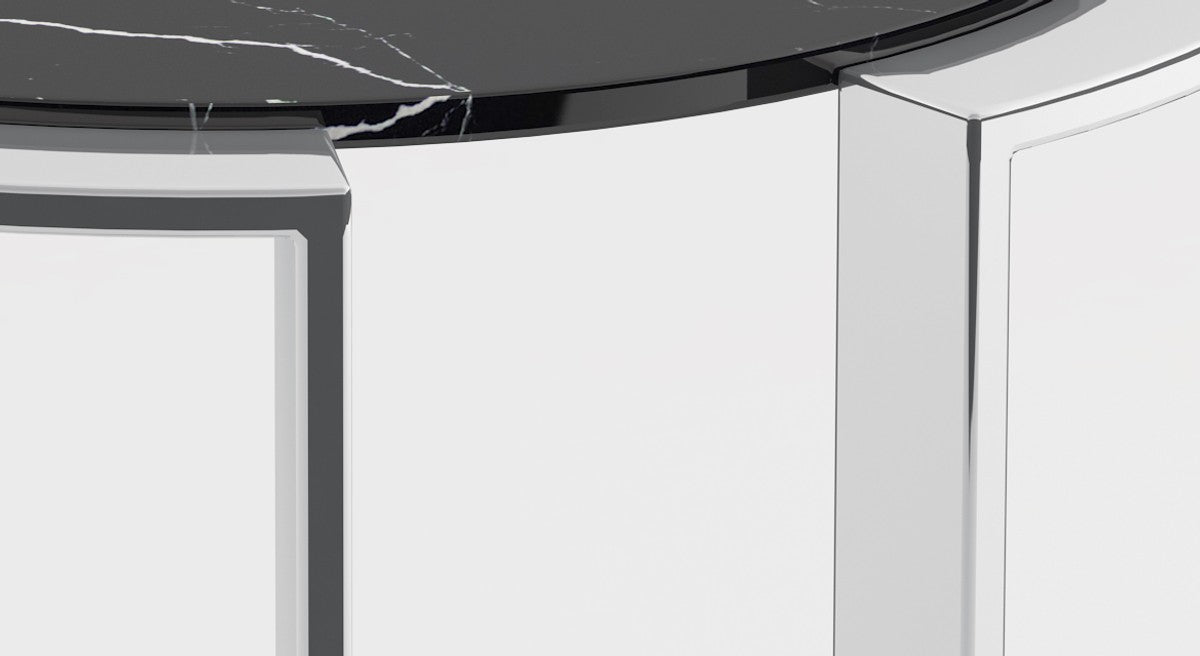 Luxus Wohnzimmer Set Silber / Schwarz - 1 Couchtisch mit Marmorplatte & 1 Beistelltisch mit Marmorplatte - Wohnzimmermöbel - Luxus Qualität