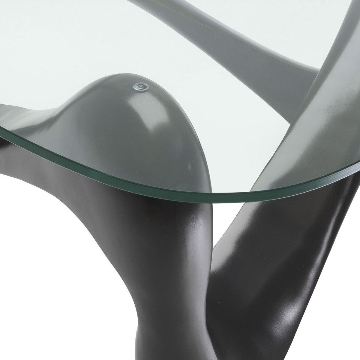 Designer Couchtisch Bronze 100,5 x 98 x H. 43,5 cm - Wohnzimmertisch mit 3-eckiger Glasplatte - Luxus Möbel