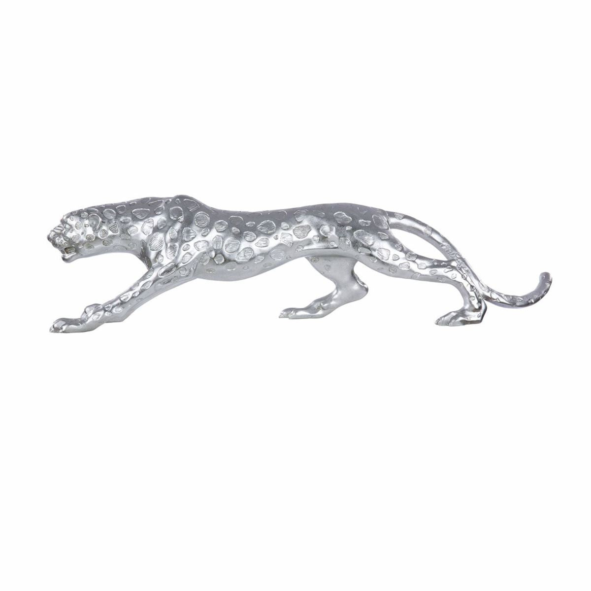 Deko Skulptur Gepard Silber 80 cm - Deko Accessoires
