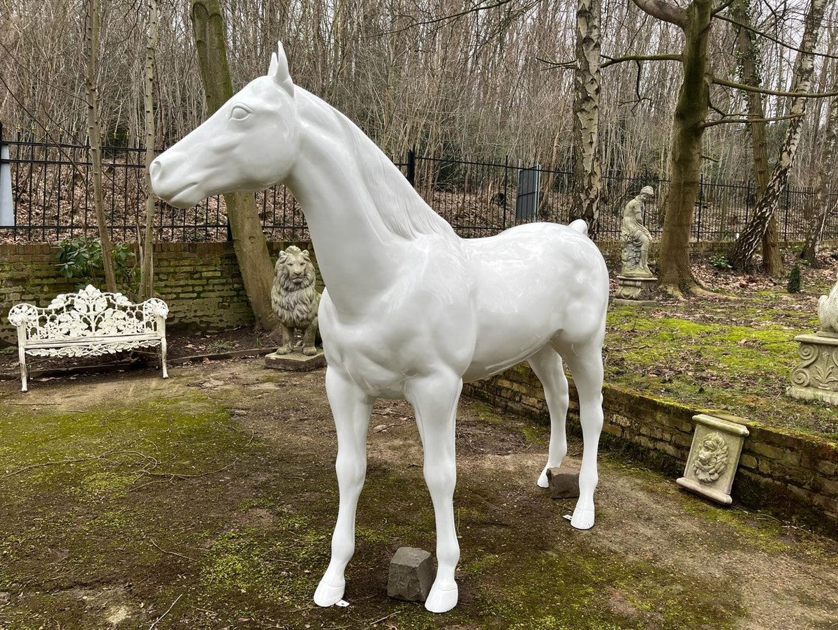 Luxus XXL Deko Skulptur Pferd Weiß 220 x H. 190 cm