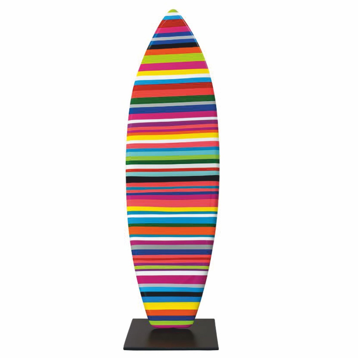Deko Surfboard mit Ständer Bunt / Schwarz H. 70 cm - Deko Accessoires