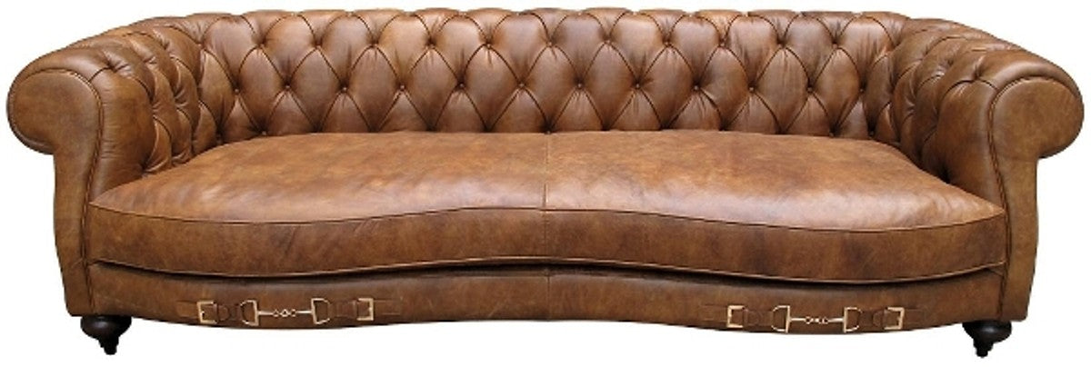 Echtleder 2,5-Sitzer Sofa Columbia Braun 218 x 105 x H. 73 cm - Luxus Qualität