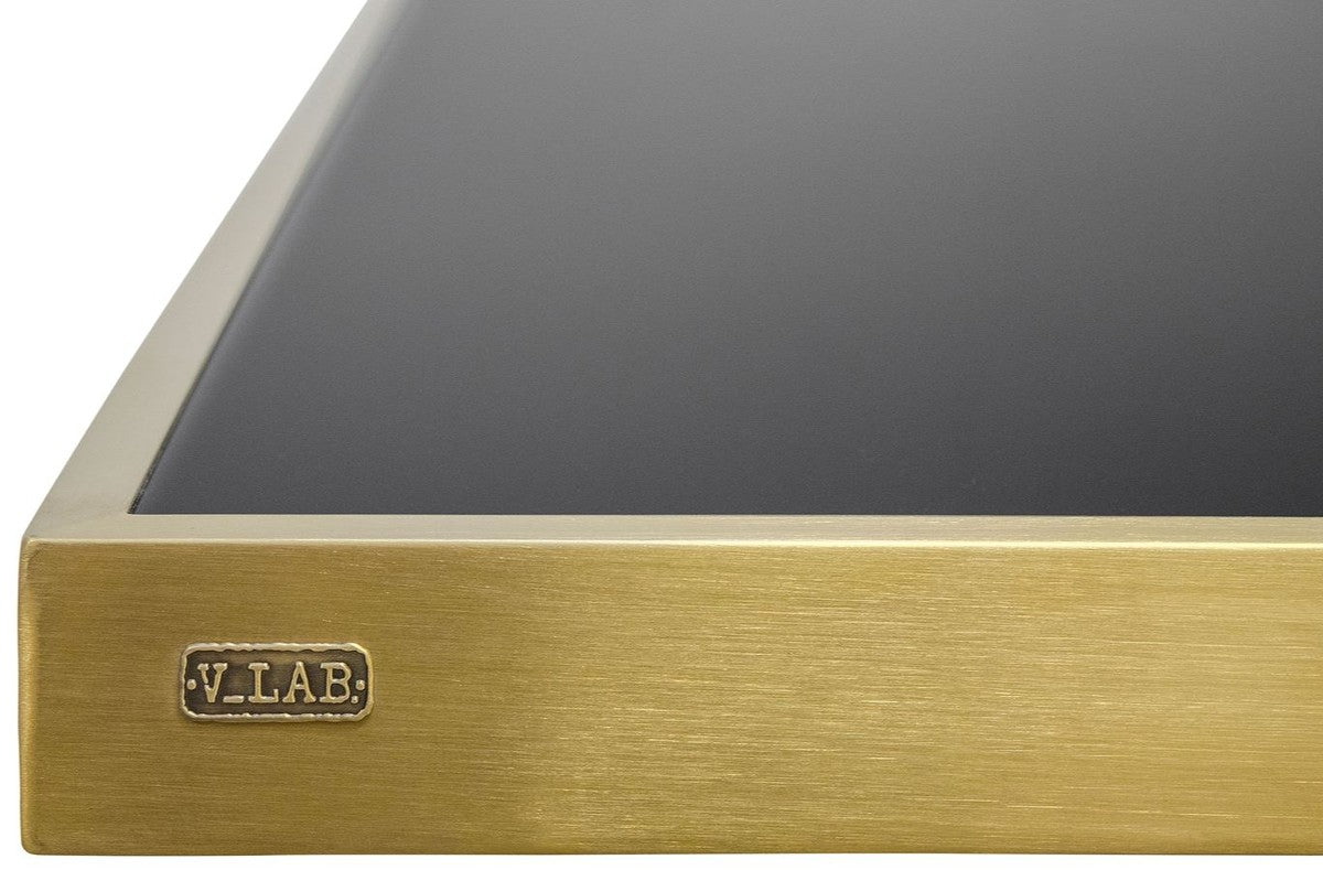 Designer Esstisch Schwarz / Gold 120 x 120 x H. 76 cm - Luxus Esszimmermöbel