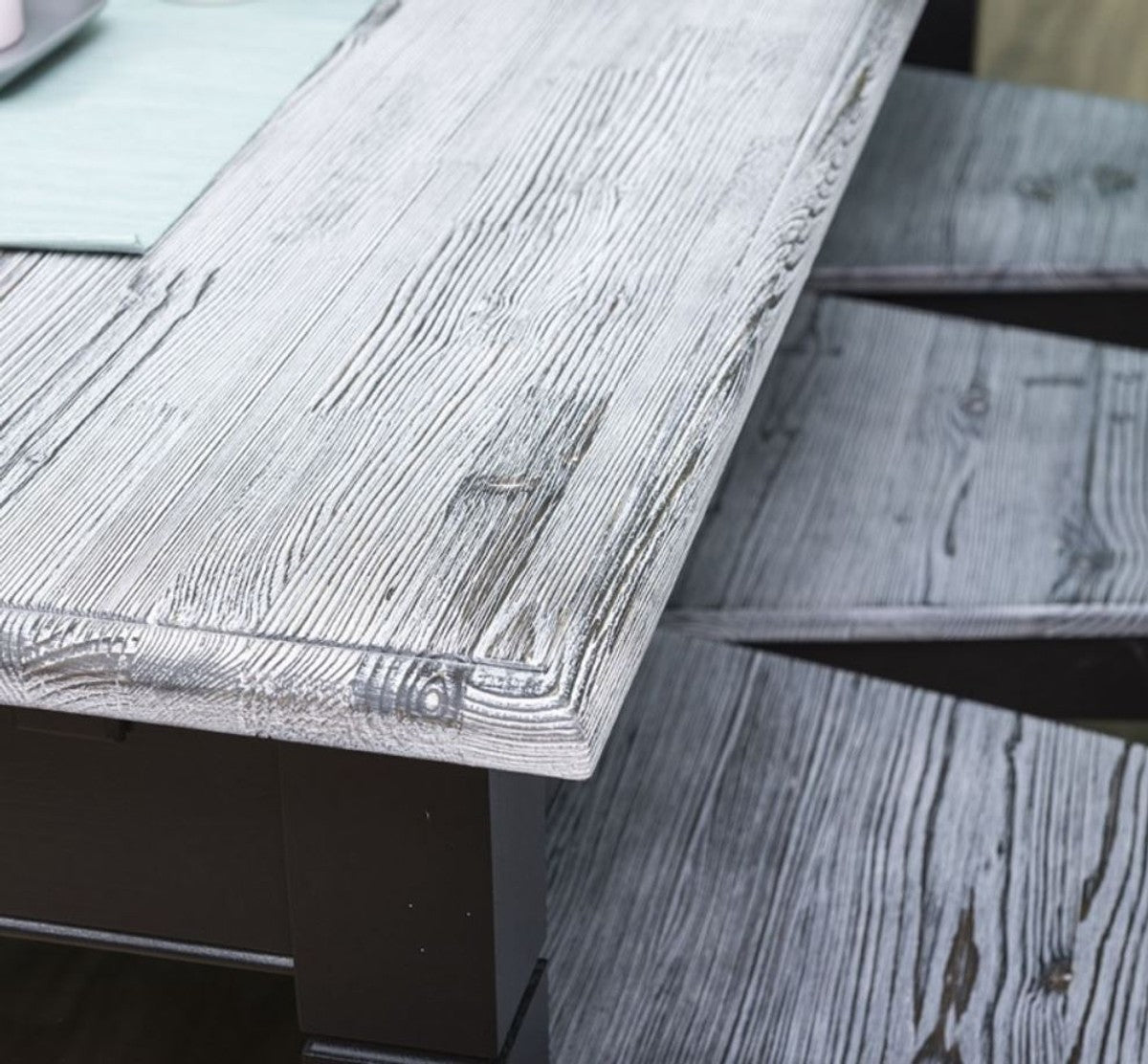 Landhausstil Esszimmer Möbel Set Antik Weiß / Schwarz - 1 Esstisch & 6 Esszimmerstühle - Massivholz Esszimmer Möbel - Landhausstil Möbel